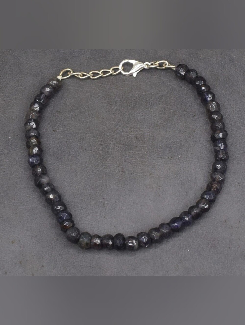 Faceted Iolite Bead Bracelet - 7 Inches Women's Jewelry